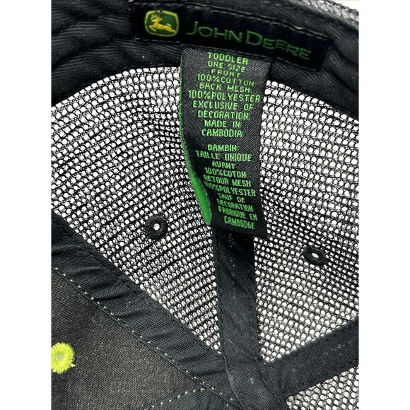 Toddler John Deere Hat Cap Green Black Tractor Adjustable Snapback Mesh Trucker - Picture 7 of 8